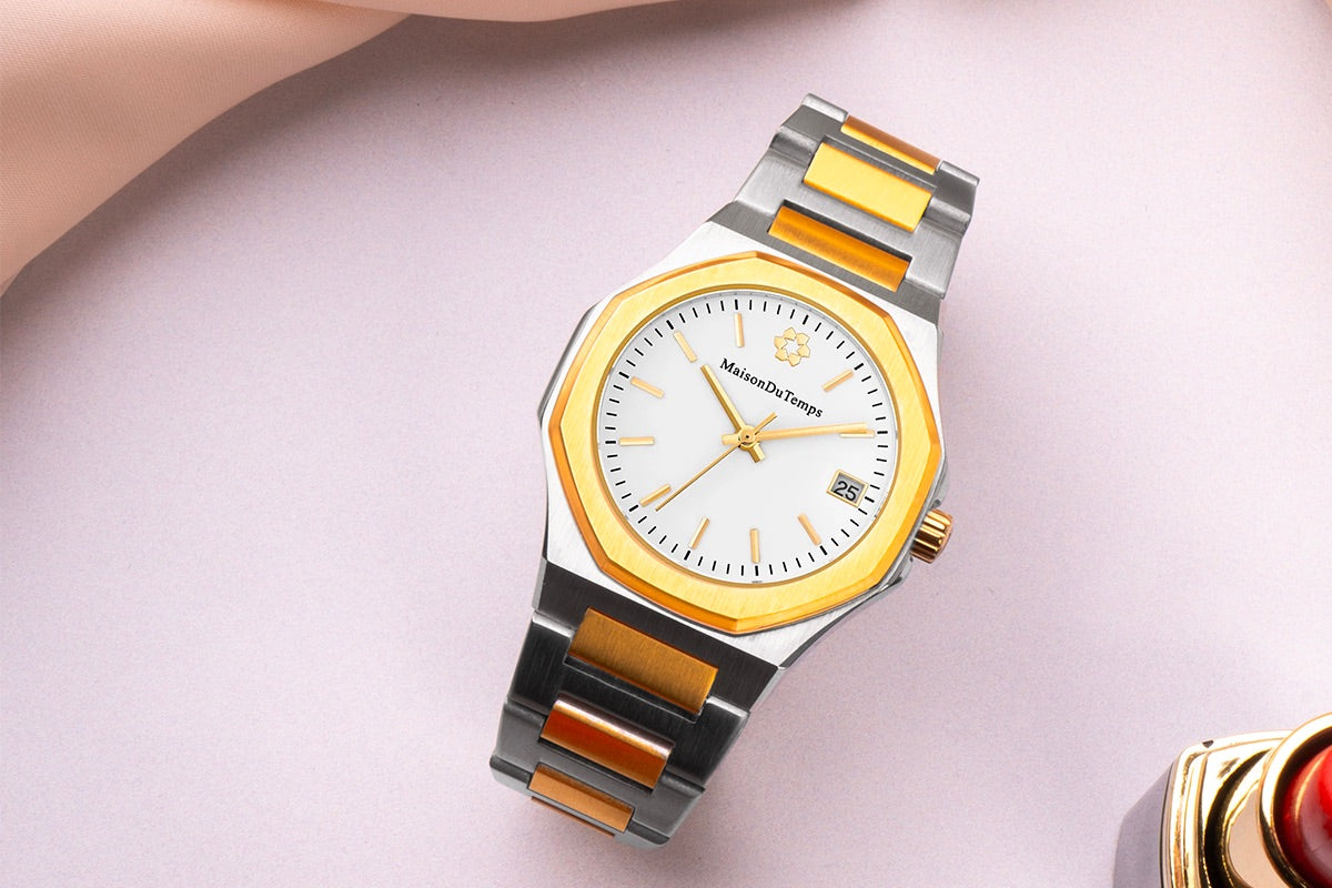 Montre femme or et acier 34mm or rose or / jaune