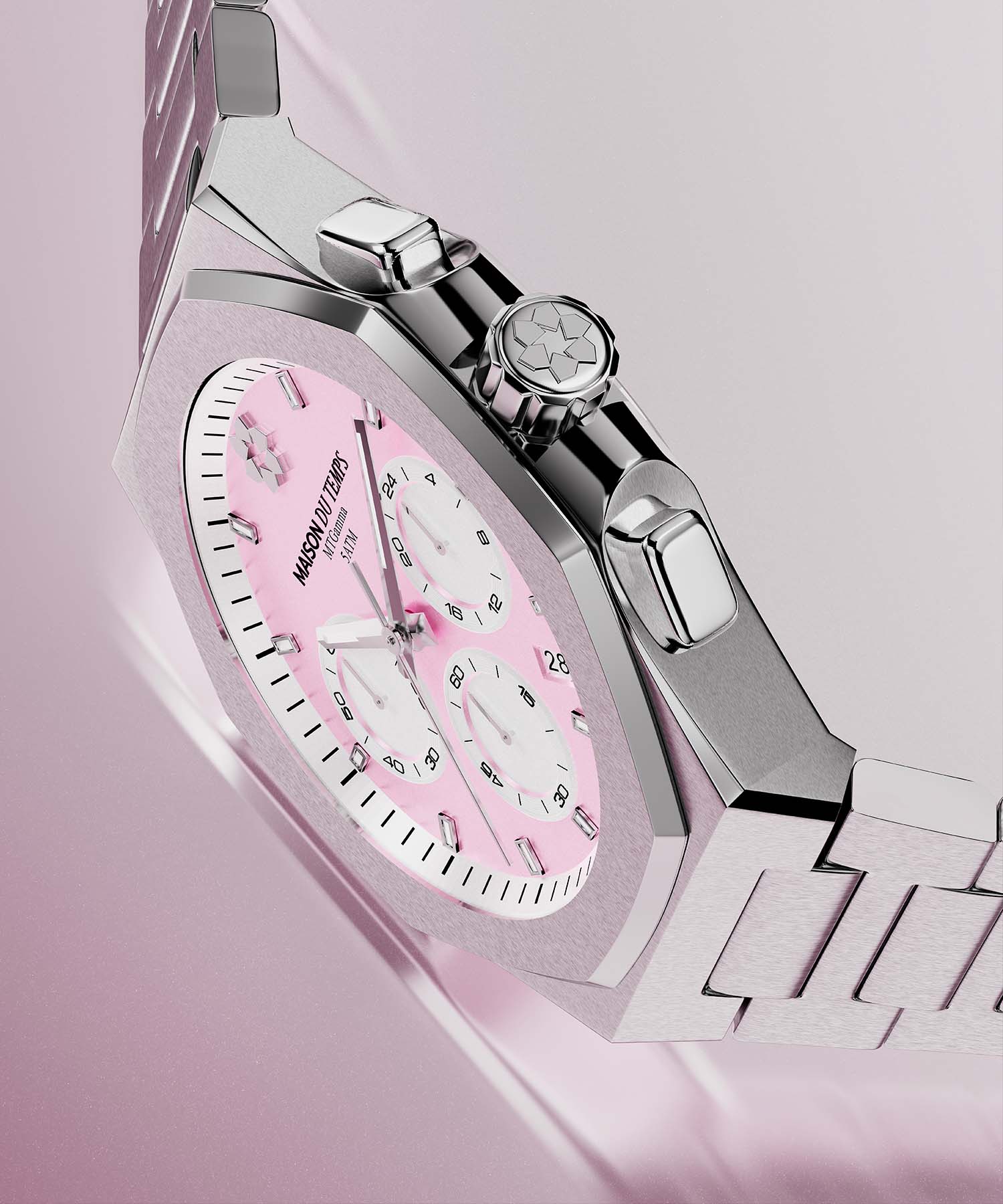 Montre chronographe cadran rose homme