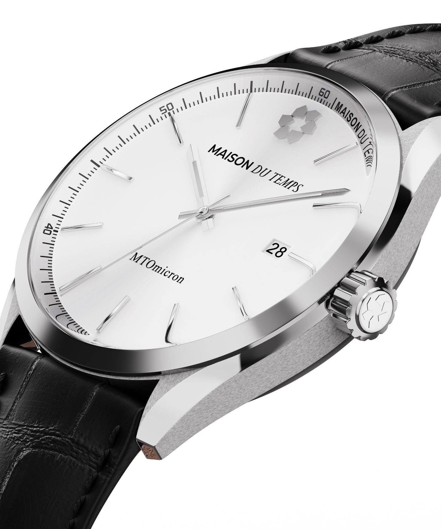 montre bracelet en cuir cadran silver 38mm quartz miyota