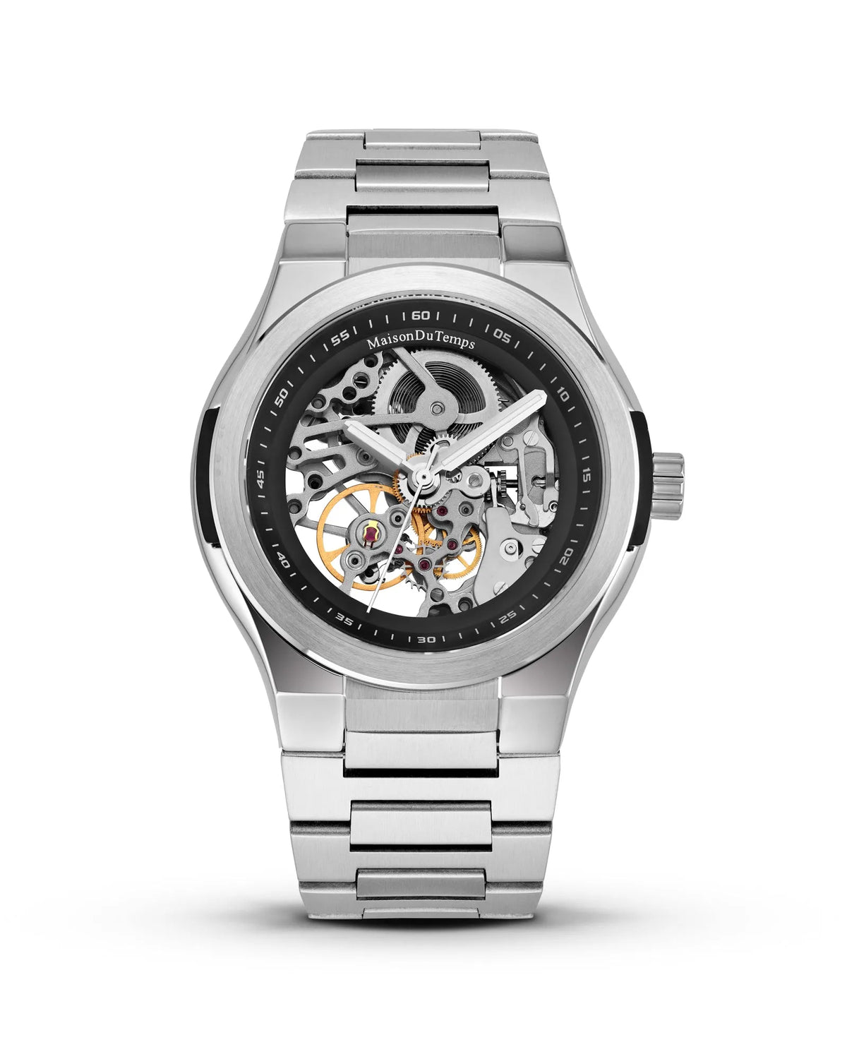 Montre Davis Squelette Automatique - Acier Noir Bracelet Cuir - Neuve Avec étiquettes