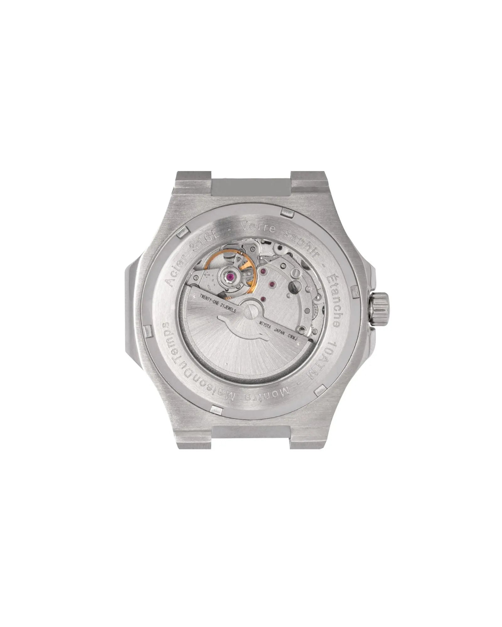 Montre cadran turquoise automatique Miyota de dos
