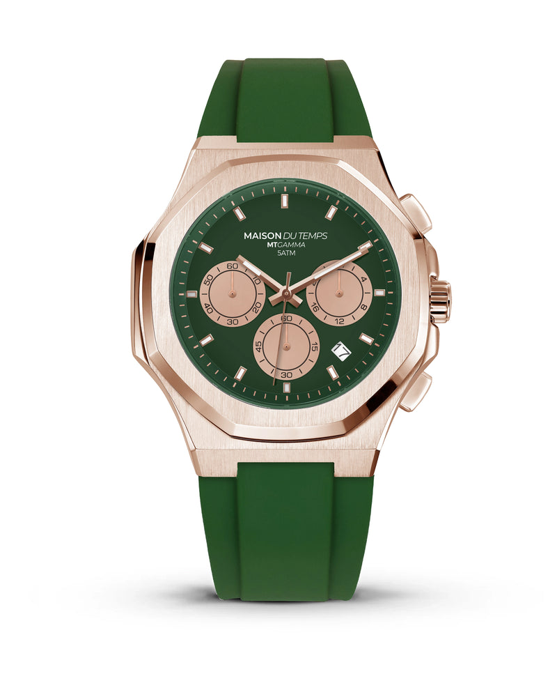 MTGamma Chronographe Vert - Rose Gold Silicone Vert