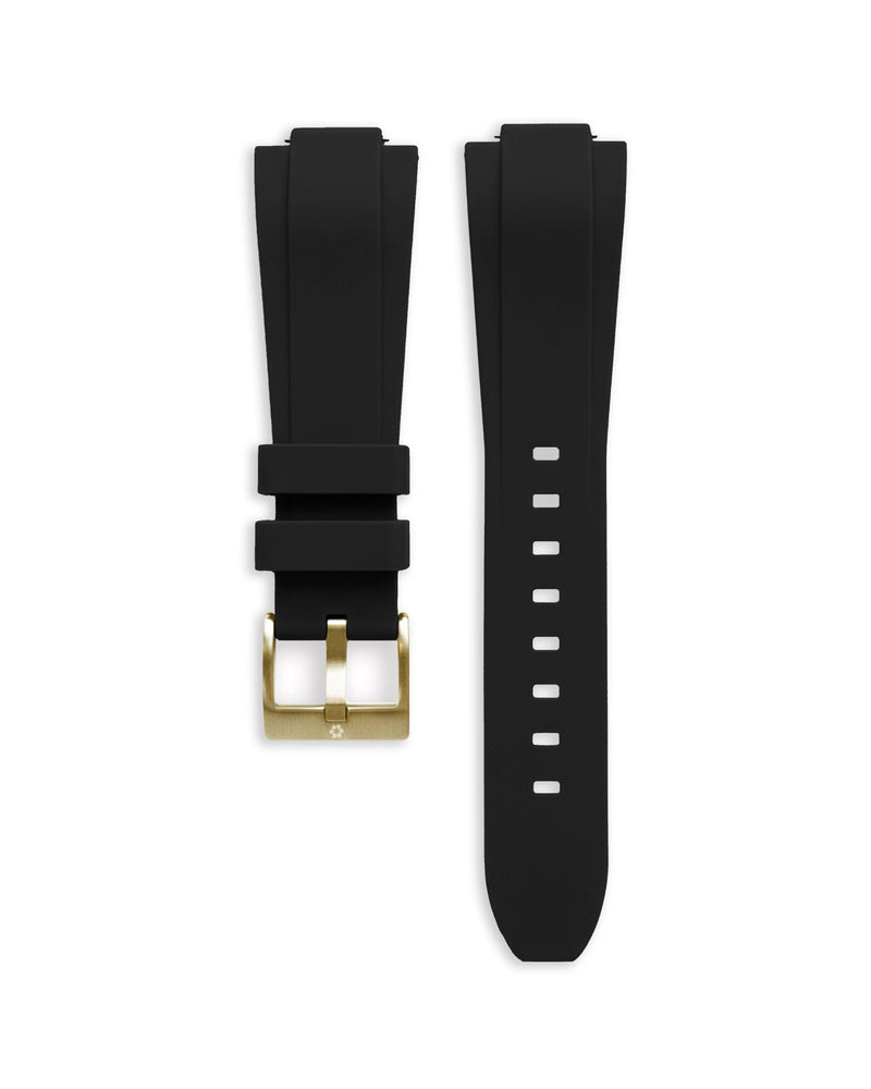 Bracelet Noir 14mm - Boucle Acier Doré Jaune