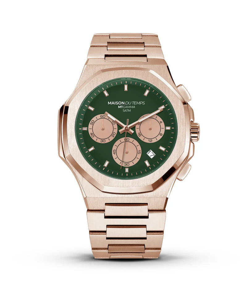Cronografo MTGamma Verde - Acciaio Oro Rosa