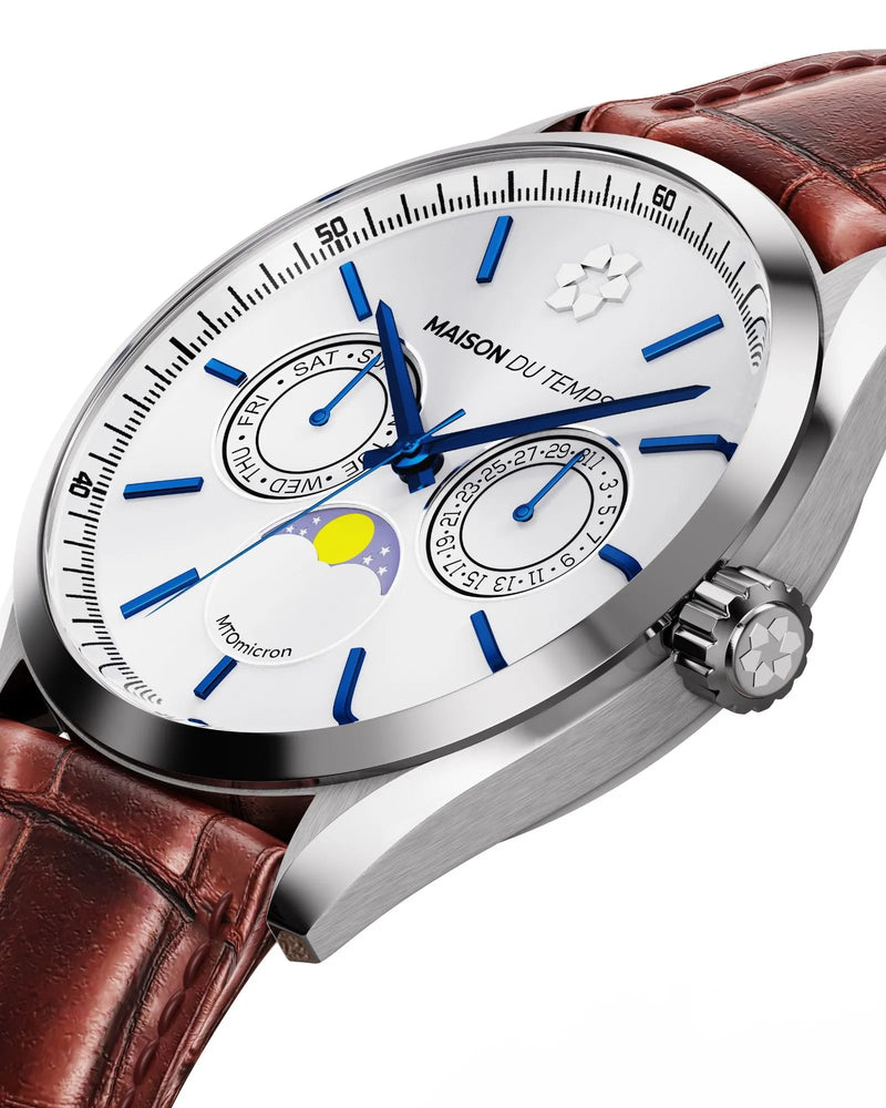 MTOmicron MoonPhase Blanc Cuir Marron