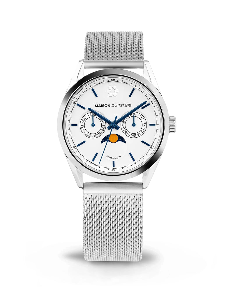MTOmicron MoonPhase Blanc Maille Milanaise