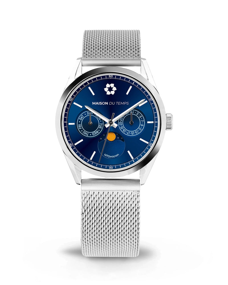 MTOmicron MoonPhase Bleu Maille Milanaise