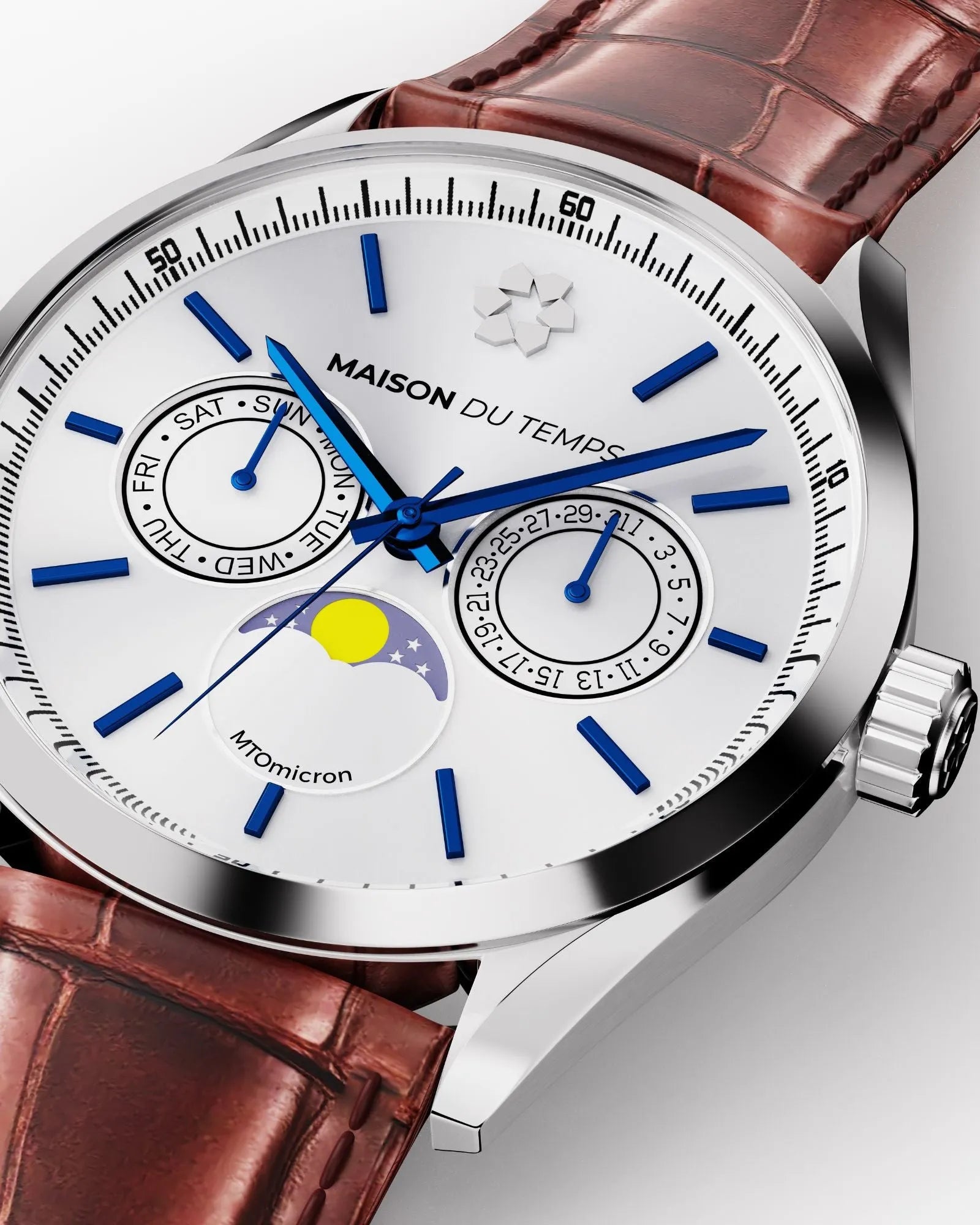 MTOmicron MoonPhase Blanc Cuir Marron