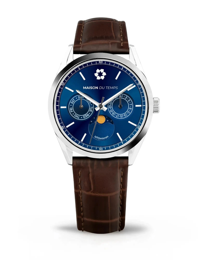 MTOmicron MoonPhase Bleu Cuir Marron