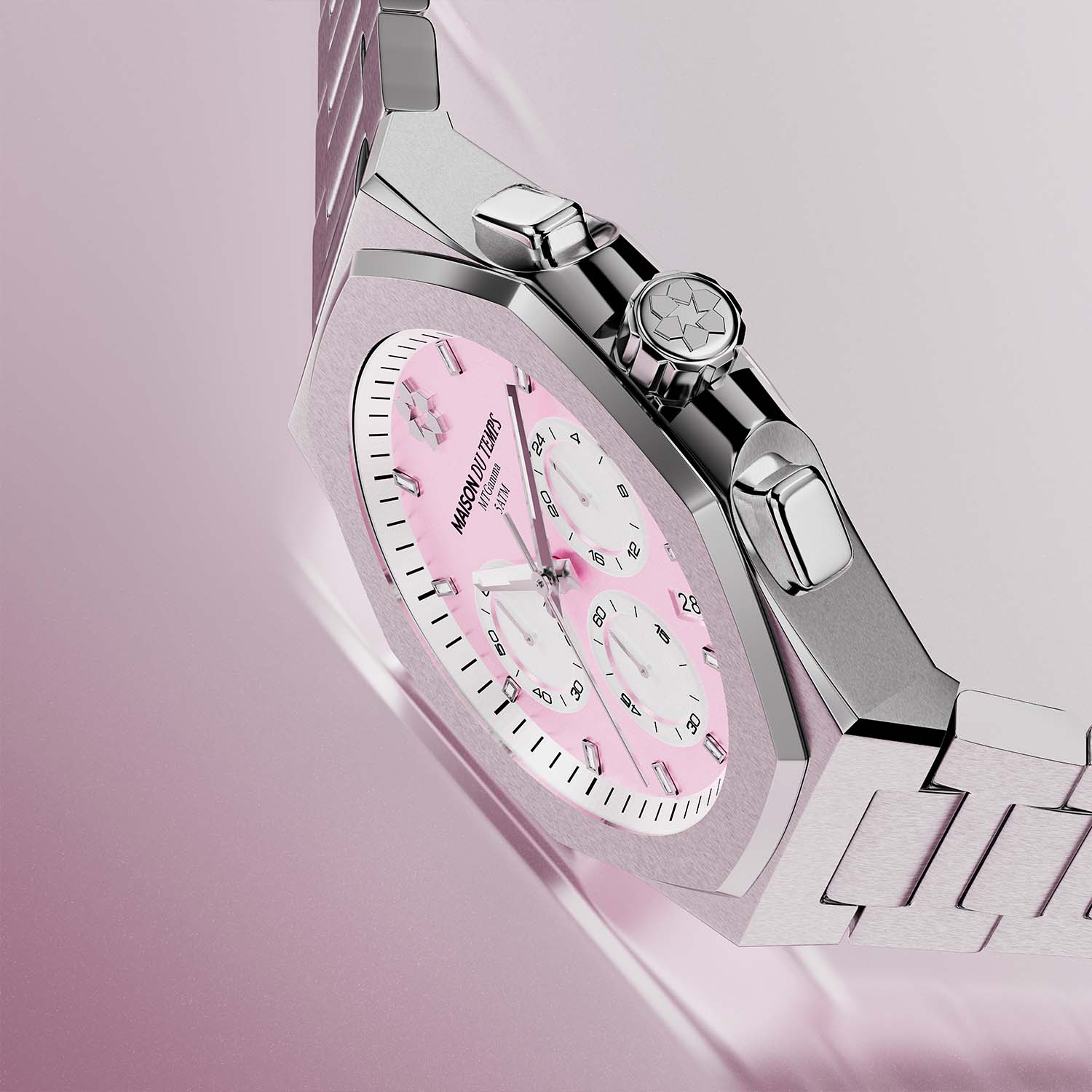 Montre chronographe cadran rose homme