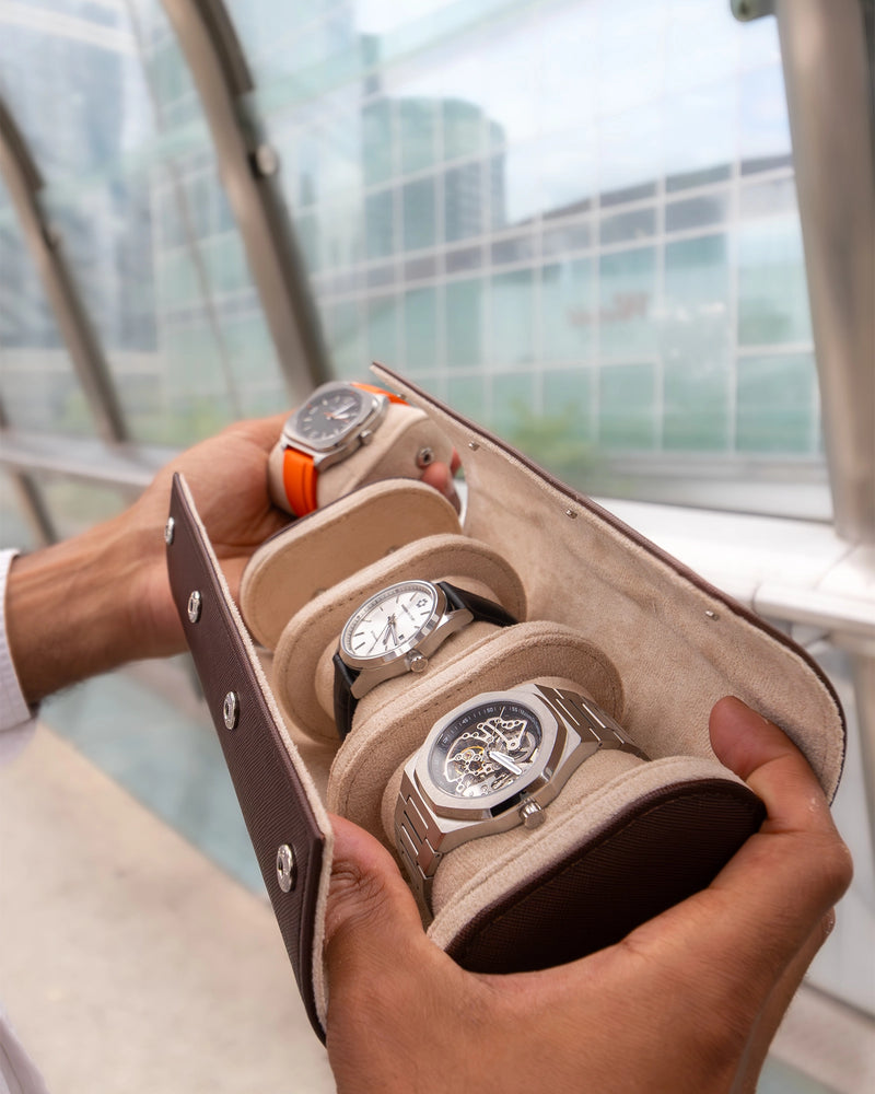 Étui Montre Marron - 3 Montres